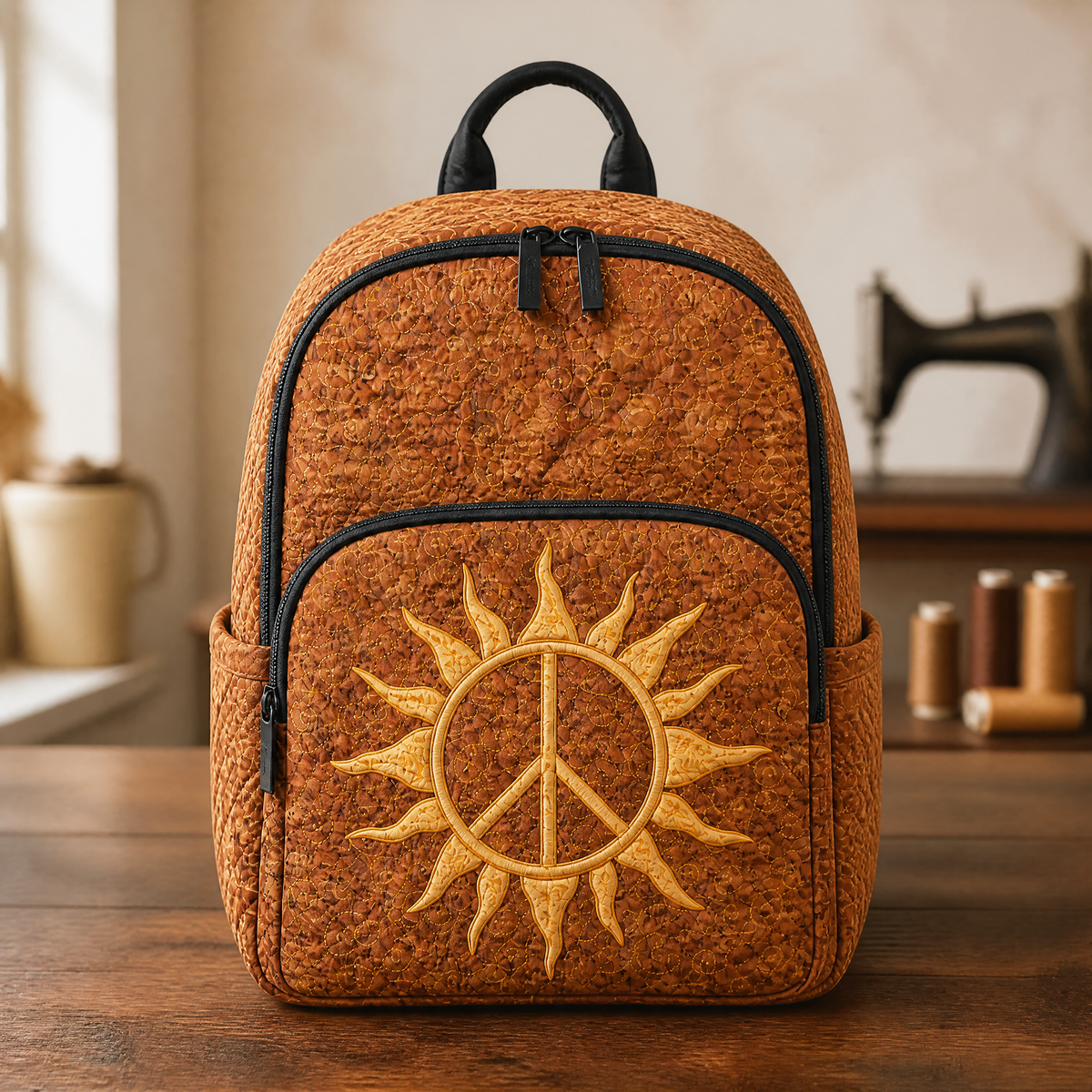 תיק גב מרופד – שמש וסמל השלום